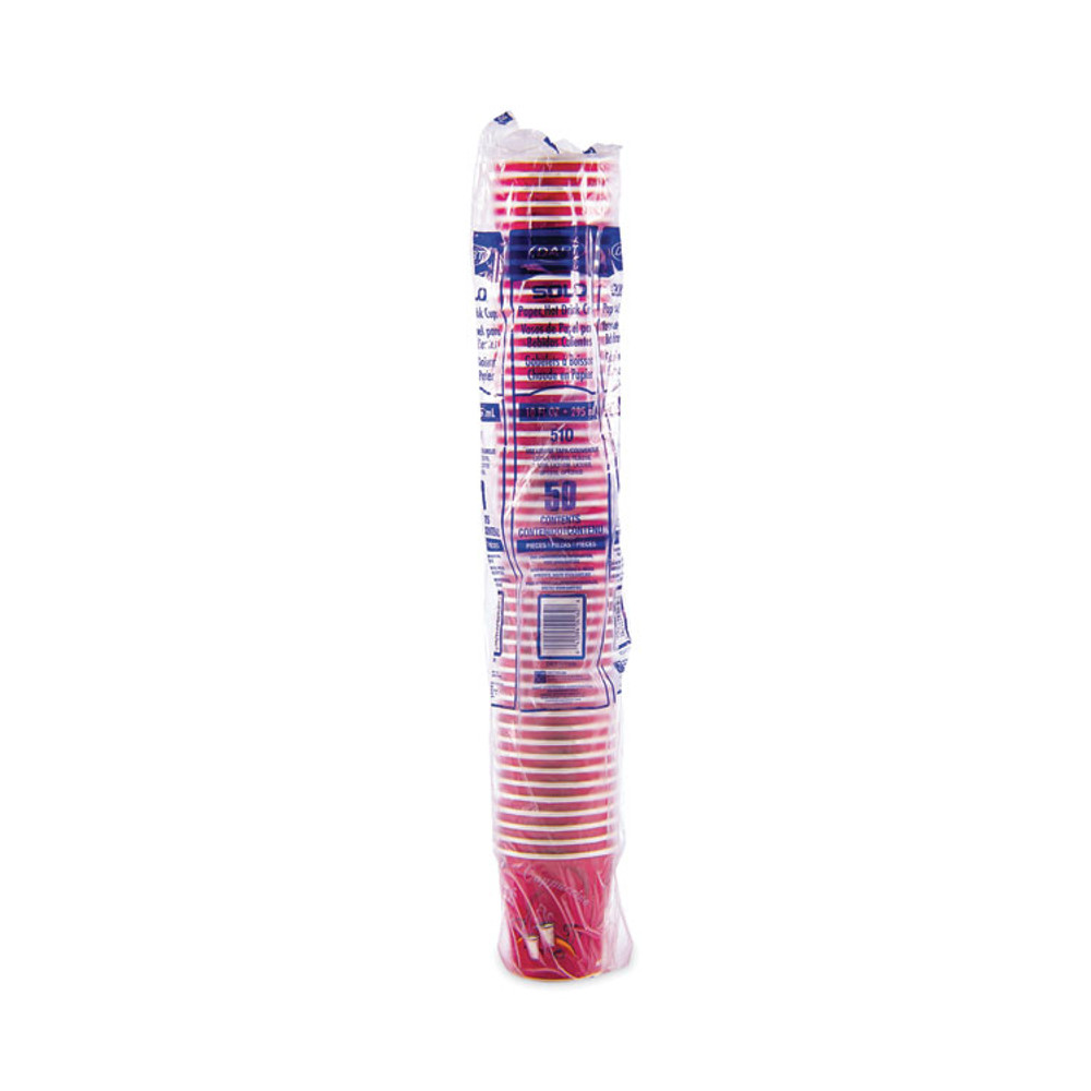 DART SOLO® 510SI Paper Hot Drink Cups in Bistro Design, 3.54" Diameter x 3.61" h, 10 oz, Maroon, 1,000/Carton