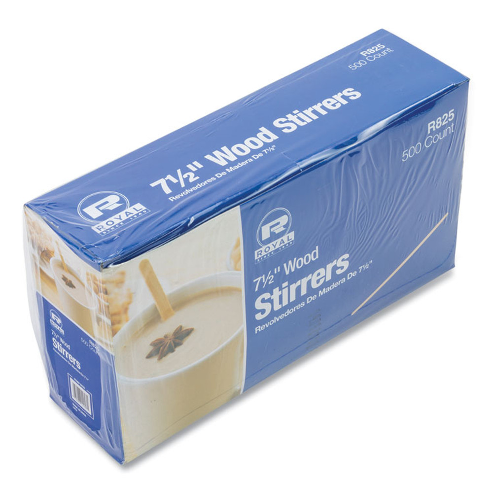 AMERCAREROYAL R825CT Wood Stir Sticks, 7.5" Long, 500/Box, 10 Boxes/Carton