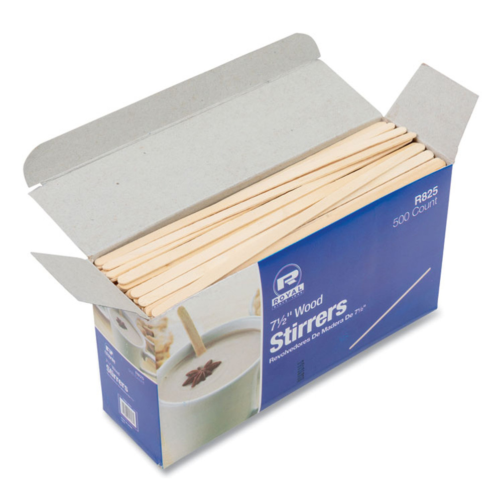 AMERCAREROYAL R825CT Wood Stir Sticks, 7.5" Long, 500/Box, 10 Boxes/Carton