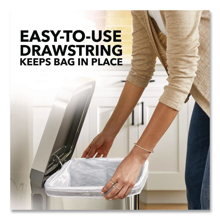 CLOROX SALES CO. Glad® 78361 ForceFlex Kitchen Drawstring Trash Bags, 13 gal, Gain Fresh Clean Scent, 24 x 27.38, White, 40 Bags/Box, 6 Boxes/Carton