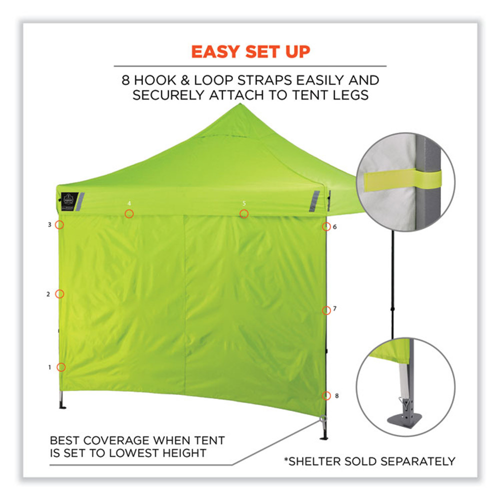 TENACIOUS HOLDINGS, INC. ergodyne® 12998 Shax 6098 Pop-Up Tent Sidewall, Single Skin, 10 ft x 10 ft, Polyester, Lime