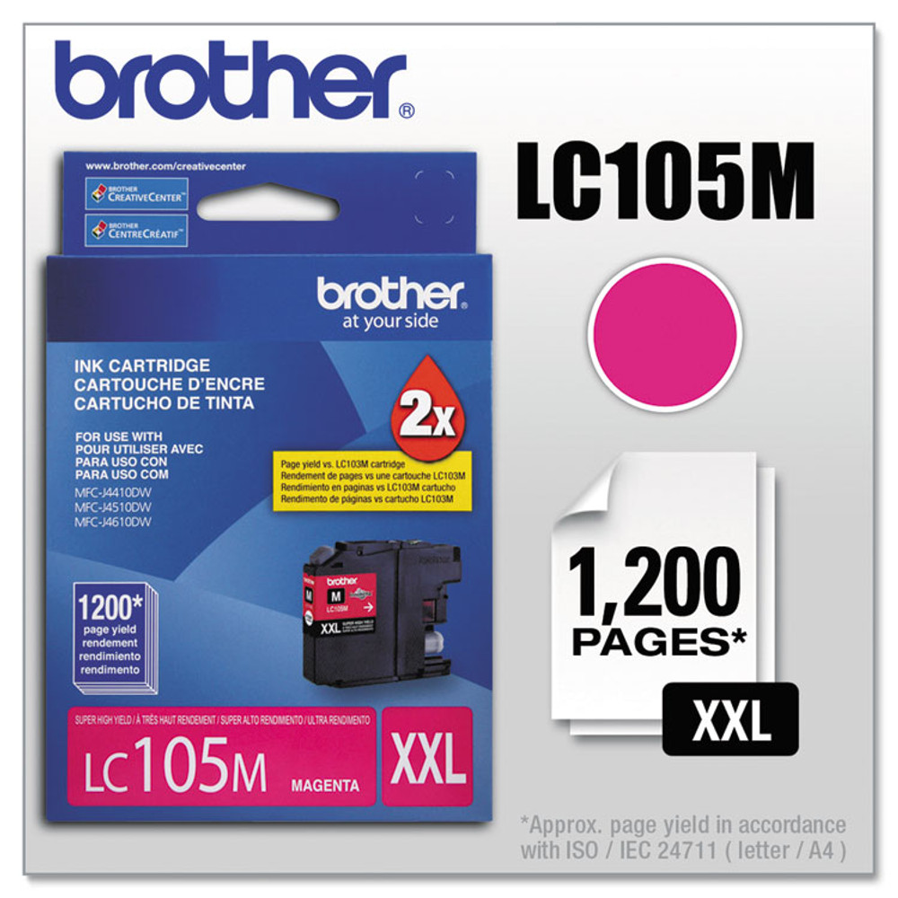 BROTHER INTL. CORP. LC105M LC105M Innobella Super High-Yield Ink, 1,200 Page-Yield, Magenta