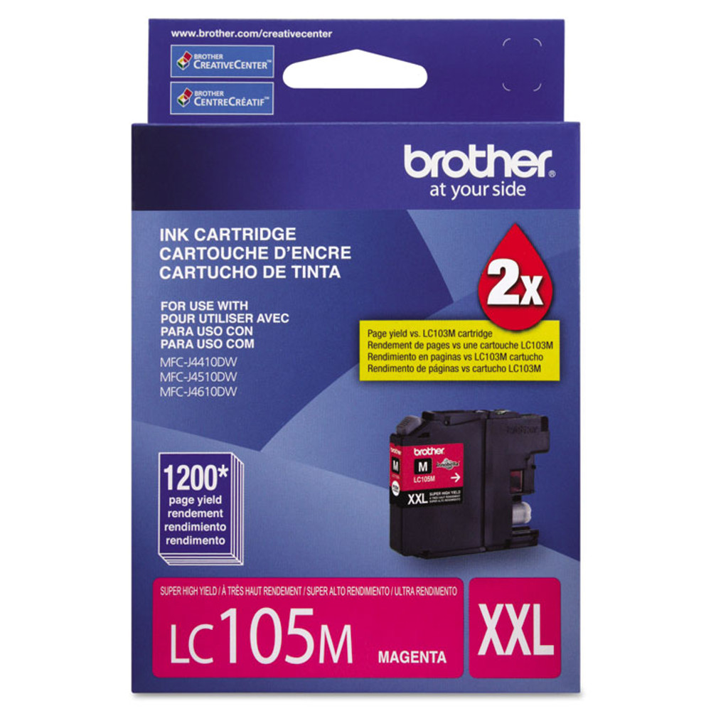 BROTHER INTL. CORP. LC105M LC105M Innobella Super High-Yield Ink, 1,200 Page-Yield, Magenta