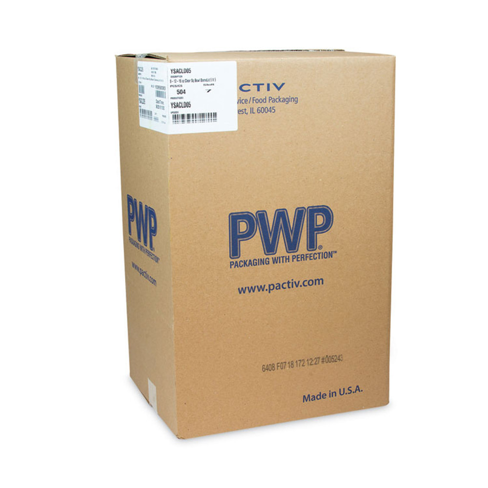 PACTIV EVERGREEN CORPORATION YSACLD05 EarthChoice Recycled PET Container Lid, For 8 oz/12 oz/16 oz Container Bases, 5.5 x 5.5 x 0.38, Clear, Plastic, 504/Carton