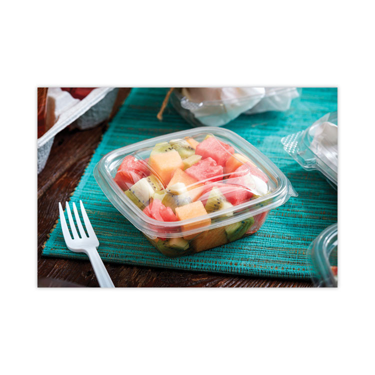 PACTIV EVERGREEN CORPORATION YSACLD05 EarthChoice Recycled PET Container Lid, For 8 oz/12 oz/16 oz Container Bases, 5.5 x 5.5 x 0.38, Clear, Plastic, 504/Carton