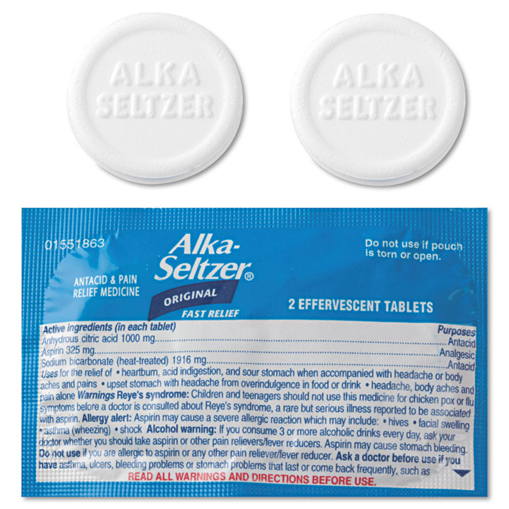 LIL DRUGSTORE PRODUCTS Alka-Seltzer® BXAS50 Antacid and Pain Relief Medicine, Two-Pack, 50 Packs/Box