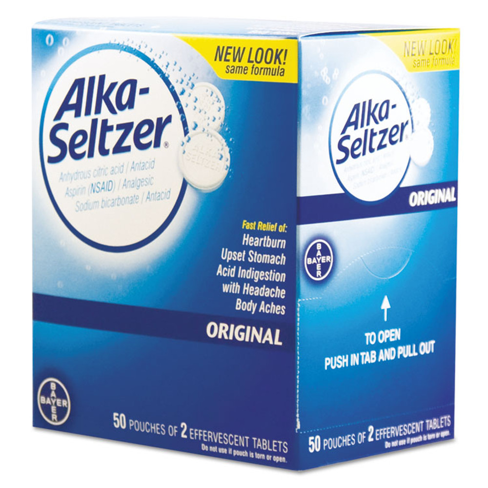 LIL DRUGSTORE PRODUCTS Alka-Seltzer® BXAS50 Antacid and Pain Relief Medicine, Two-Pack, 50 Packs/Box