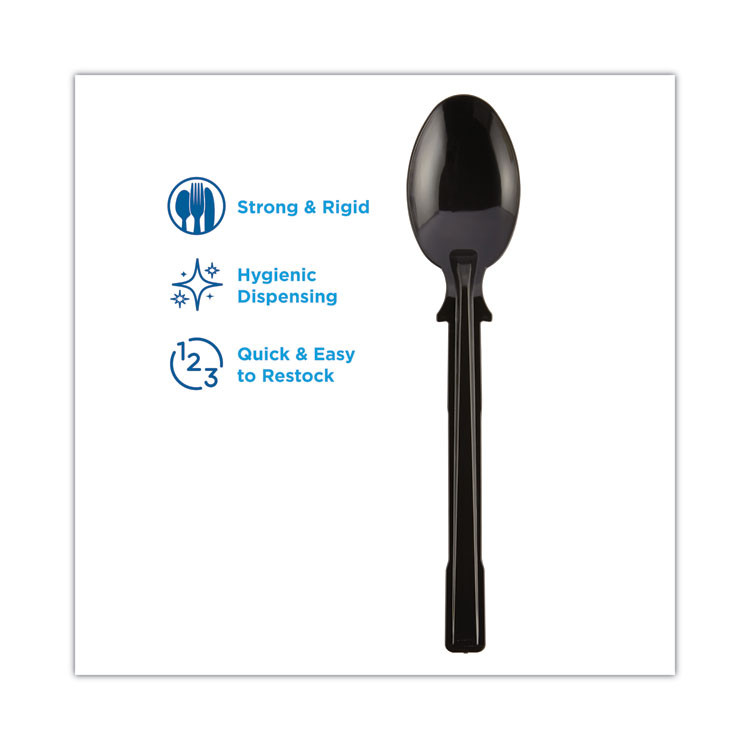 GEORGIA PACIFIC Dixie® DUSST5 SmartStock Tri-Tower Dispensing System Polystyrene Cutlery, Mediumweight Spoon, Plastic, Black, 40/Pack, 24 Packs/Carton