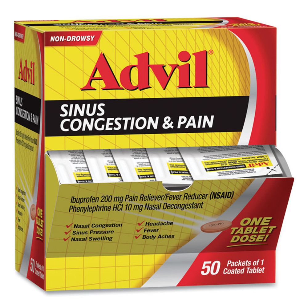 LIL DRUGSTORE PRODUCTS Advil® BXAVSCP50BX Sinus Congestion and Pain Relief, 50/Box