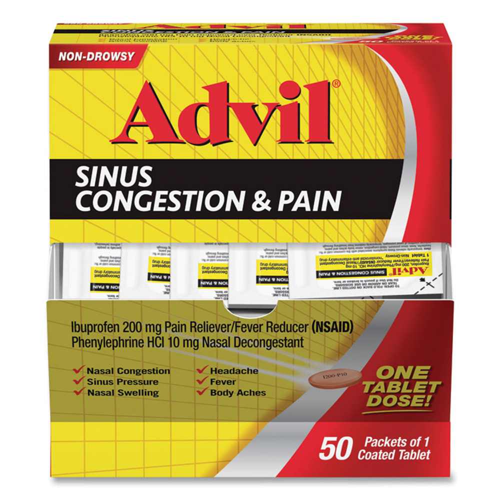 LIL DRUGSTORE PRODUCTS Advil® BXAVSCP50BX Sinus Congestion and Pain Relief, 50/Box