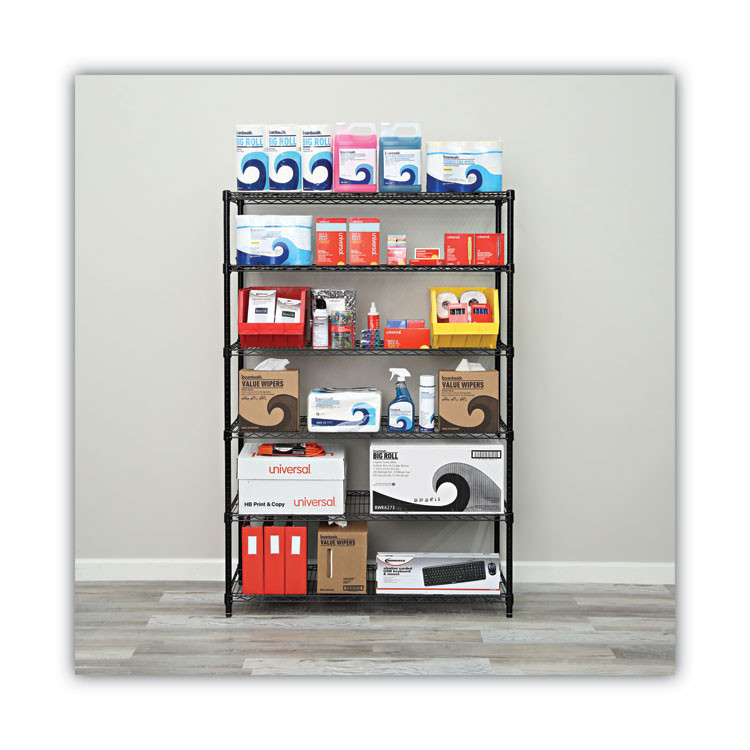 ALERA SW664818BL NSF Certified 6-Shelf Wire Shelving Kit, 48w x 18d x 72h, Black