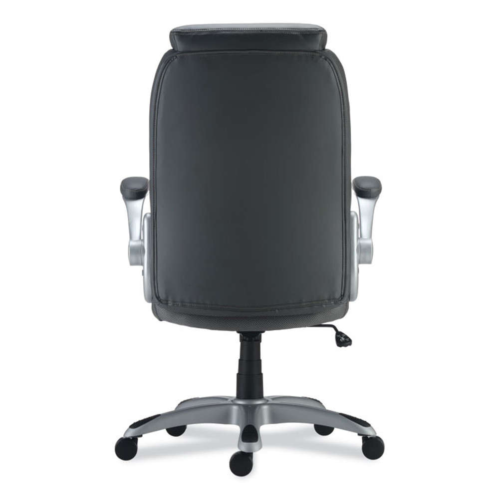 ALERA LT4219 Alera Leithen Bonded Leather Midback Chair, Supports Up to 275 lb, Gray Seat/Back, Silver Base