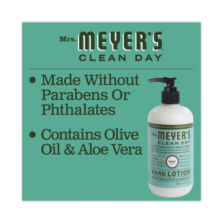 THE CALDREA COMPANY Mrs. Meyer's® 686591 Clean Day Hand Lotion, 12 oz Pump Bottle, Basil Scent