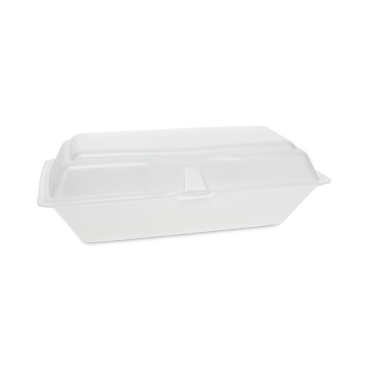 PACTIV EVERGREEN CORPORATION 0TH10099Y000 Foam Hinged Lid Containers, Single Tab Lock Hoagie, 9.8 x 5 x 3.3, White, 560/Carton
