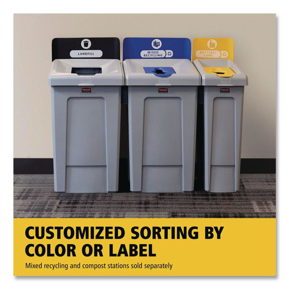 RUBBERMAID COMMERCIAL PROD. 2171554 Slim Jim Recycling Station 1-Stream, Landfill Recycling Station, 33 gal, Resin, Gray