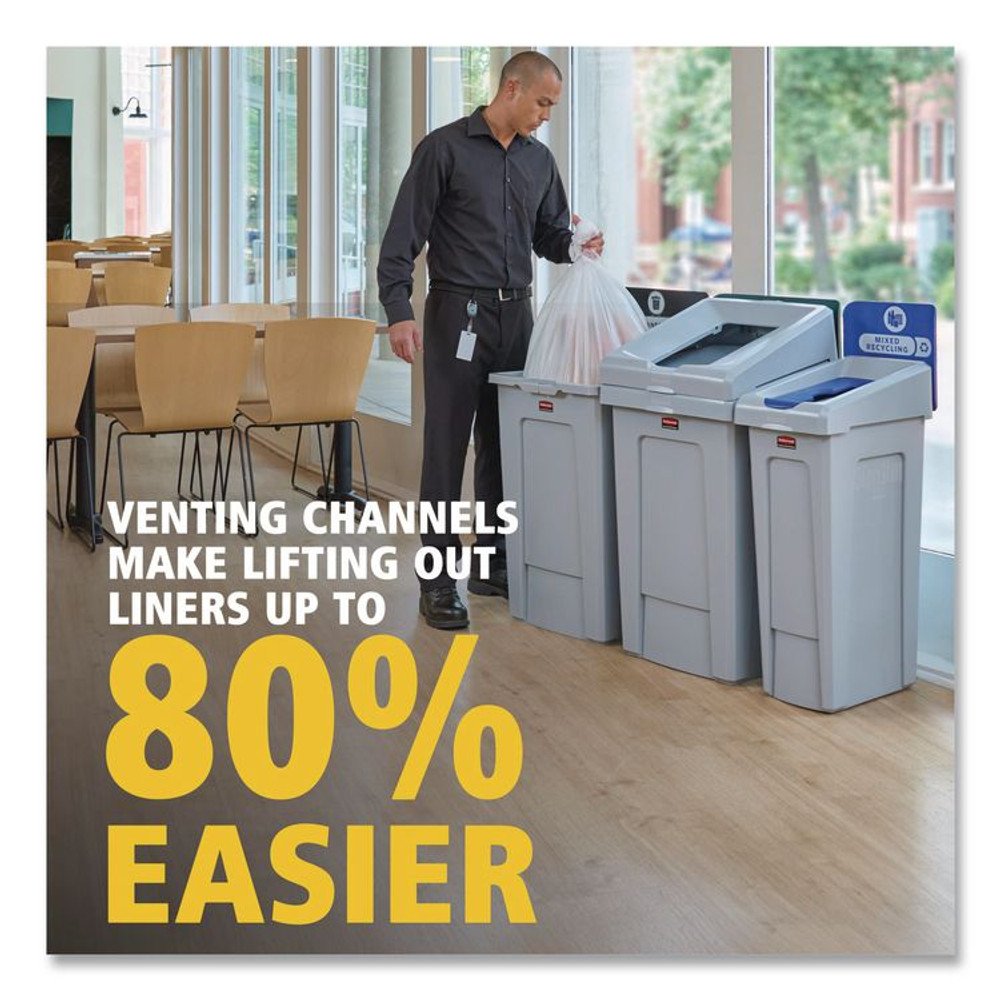 RUBBERMAID COMMERCIAL PROD. 2171554 Slim Jim Recycling Station 1-Stream, Landfill Recycling Station, 33 gal, Resin, Gray