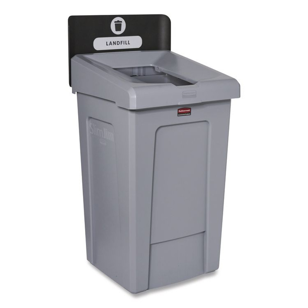 RUBBERMAID COMMERCIAL PROD. 2171554 Slim Jim Recycling Station 1-Stream, Landfill Recycling Station, 33 gal, Resin, Gray