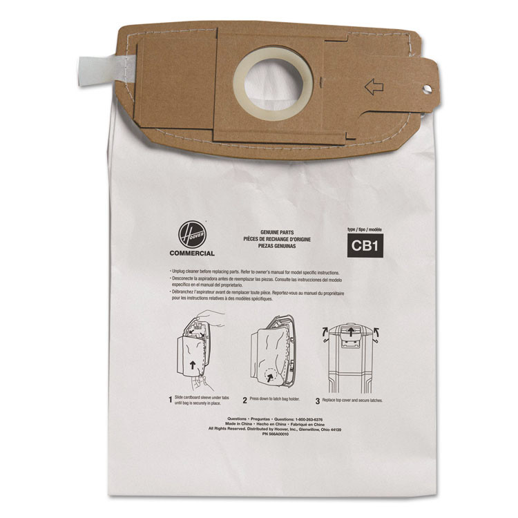 HOOVER COMPANY Commercial AH10173 Disposable Vacuum Bags, Standard B, 10/Pack