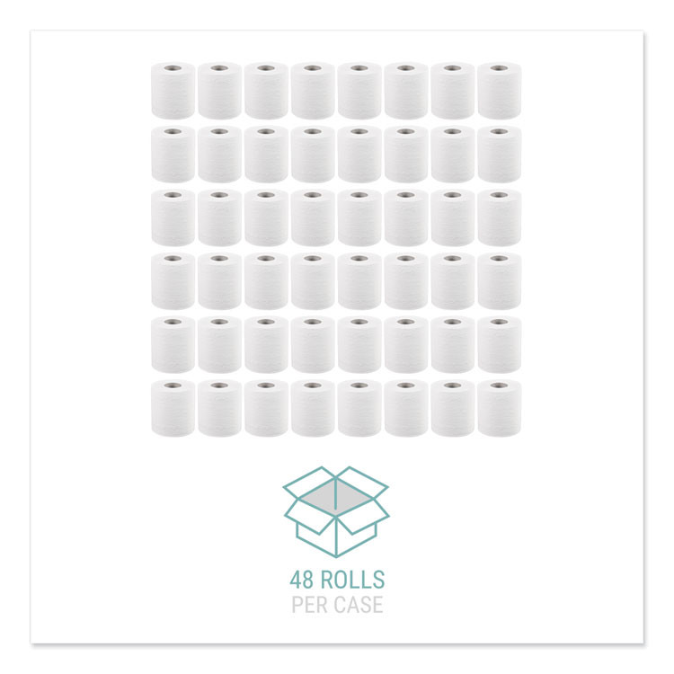 WINDSOFT 2405 Bath Tissue, Individually Wrapped Rolls, Septic Safe, 2-Ply, White, 500 Sheets/Roll, 48 Rolls/Carton