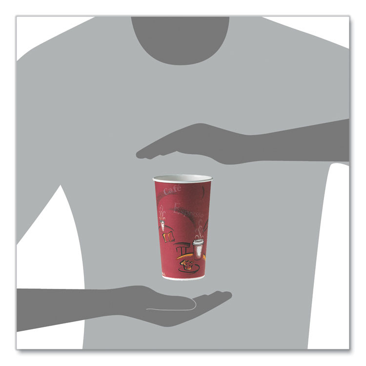 DART SOLO® 420SI Single-Sided Poly Paper Hot Cups, 20 oz, Bistro Design, 600/Carton