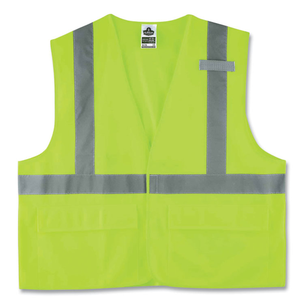 TENACIOUS HOLDINGS, INC. ergodyne® 21187 GloWear 8225HL Class 2 Standard Solid Hook and Loop Vest, Polyester, Lime, 2X-Large/3X-Large