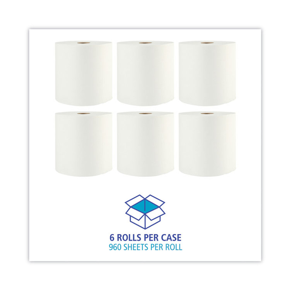 BOARDWALK 35XTRA Boardwalk Xtra Roll Towels, 1-Ply, 8" x 800 ft, White, 6 Rolls/Carton