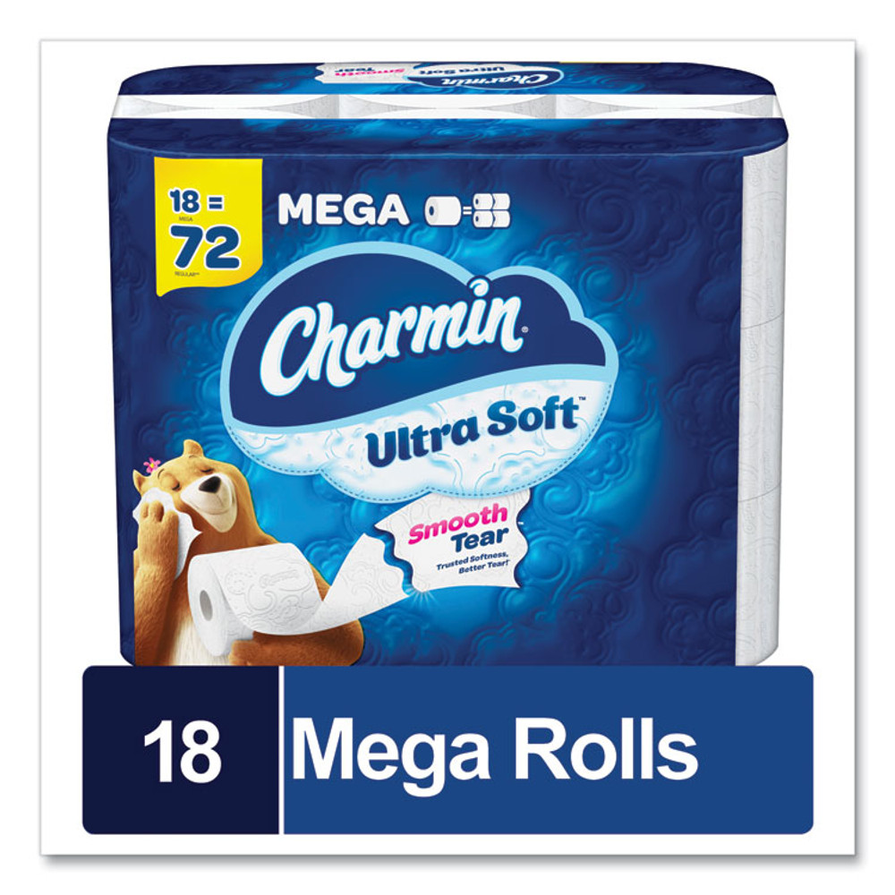 PROCTER & GAMBLE Charmin® 08797 Ultra Soft Bathroom Tissue, Mega Roll, Septic Safe, 2-Ply, White, 224 Sheets/Roll, 18 Rolls/Carton