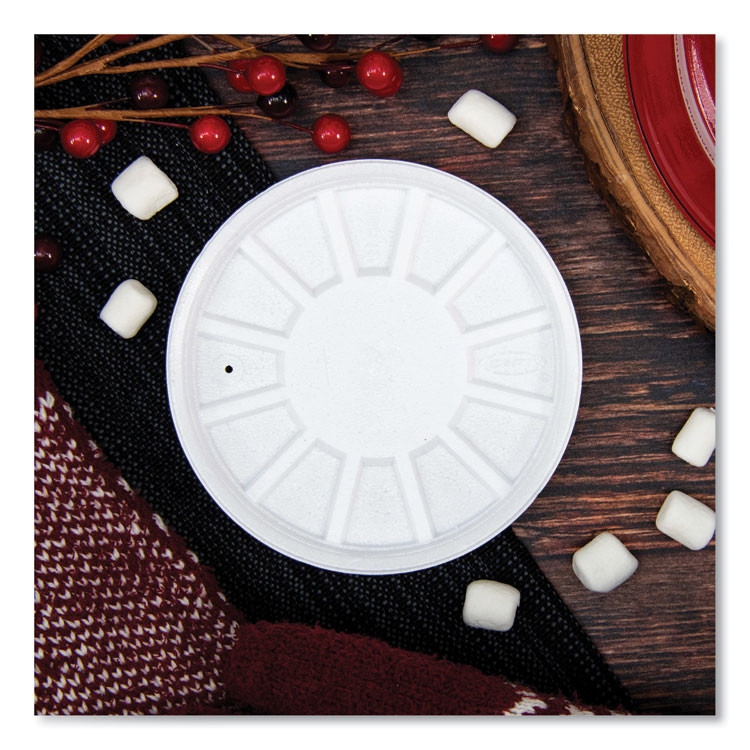 DART 20RL Vented Foam Lids, Fits 6 oz to 32 oz Hot Cups, White, 50/Pack, 10 Packs/Carton