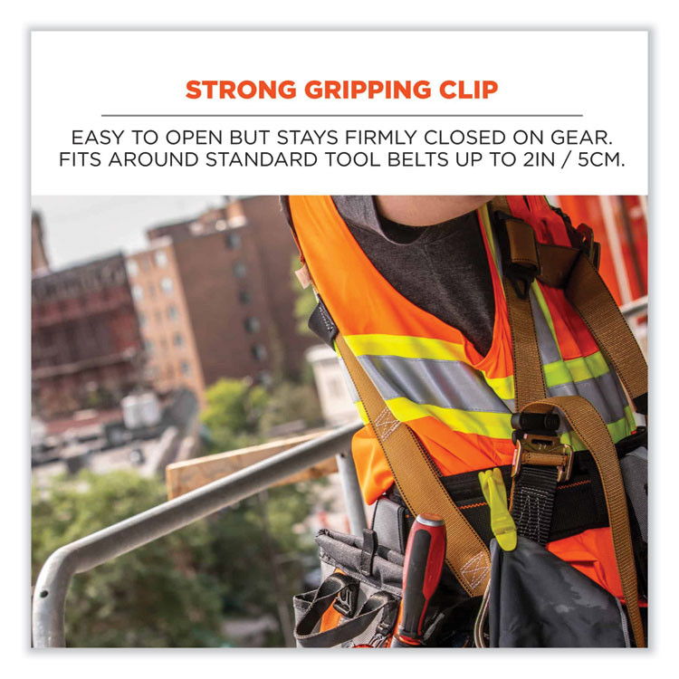 TENACIOUS HOLDINGS, INC. ergodyne® 19129 Squids 3405 Belt Clip Glove Clip Holder, 1 x 1 x 6, Acetal Copolymer, Lime