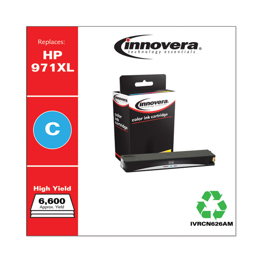 INNOVERA CN626AM Remanufactured Cyan High-Yield Ink, Replacement for 971XL (CN626AM), 6,600 Page-Yield