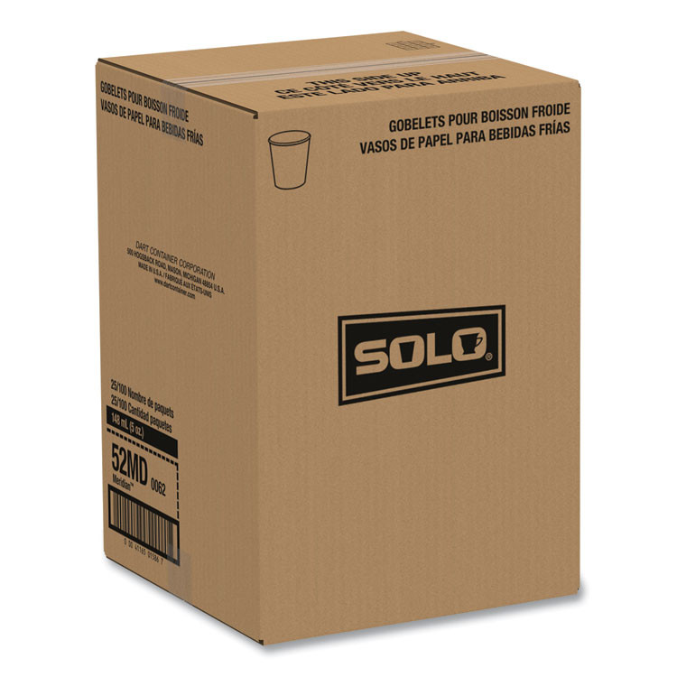 DART SOLO® 52MD Paper Water Cups, 5 oz, Meridian Design, 100/Sleeve, 25 Sleeves/Carton