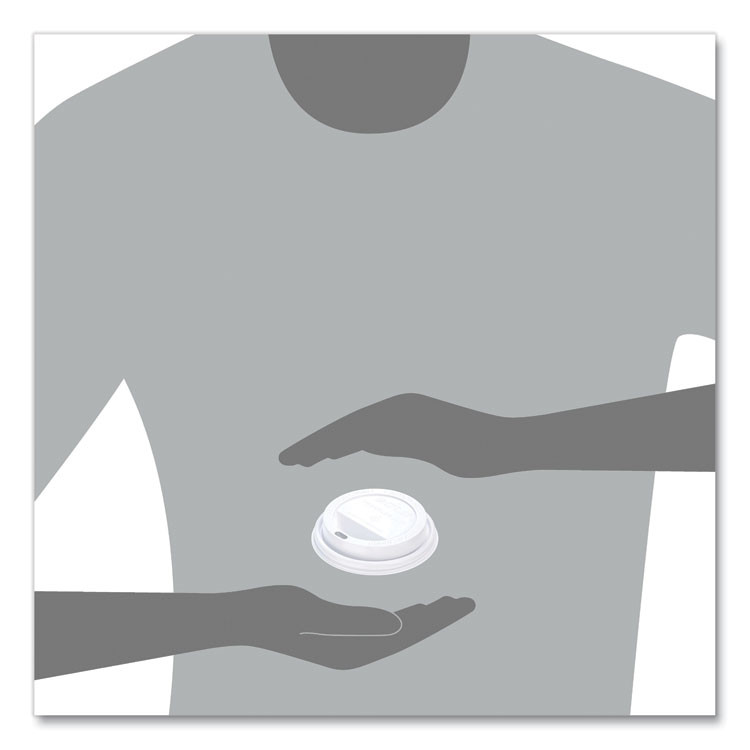 DART SOLO® TLP316 Traveler Cappuccino Style Dome Lid, Fits 10 oz to 24 oz Hot Cups, Plastic, White, 100/Pack, 10 Packs/Carton