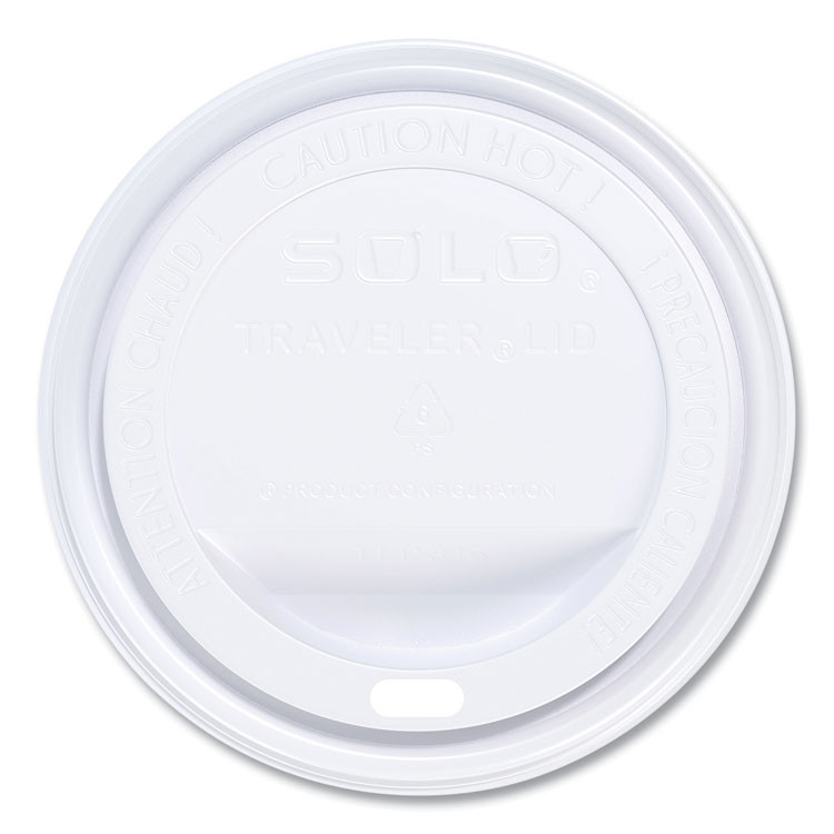 DART SOLO® TLP316 Traveler Cappuccino Style Dome Lid, Fits 10 oz to 24 oz Hot Cups, Plastic, White, 100/Pack, 10 Packs/Carton