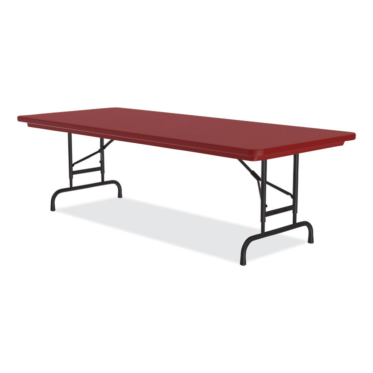 CORRELL, INC. RA3072254P Adjustable Folding Tables, Rectangular, 72" x 30" x 22" to 32", Red Top, Black Base, 4/Pallet