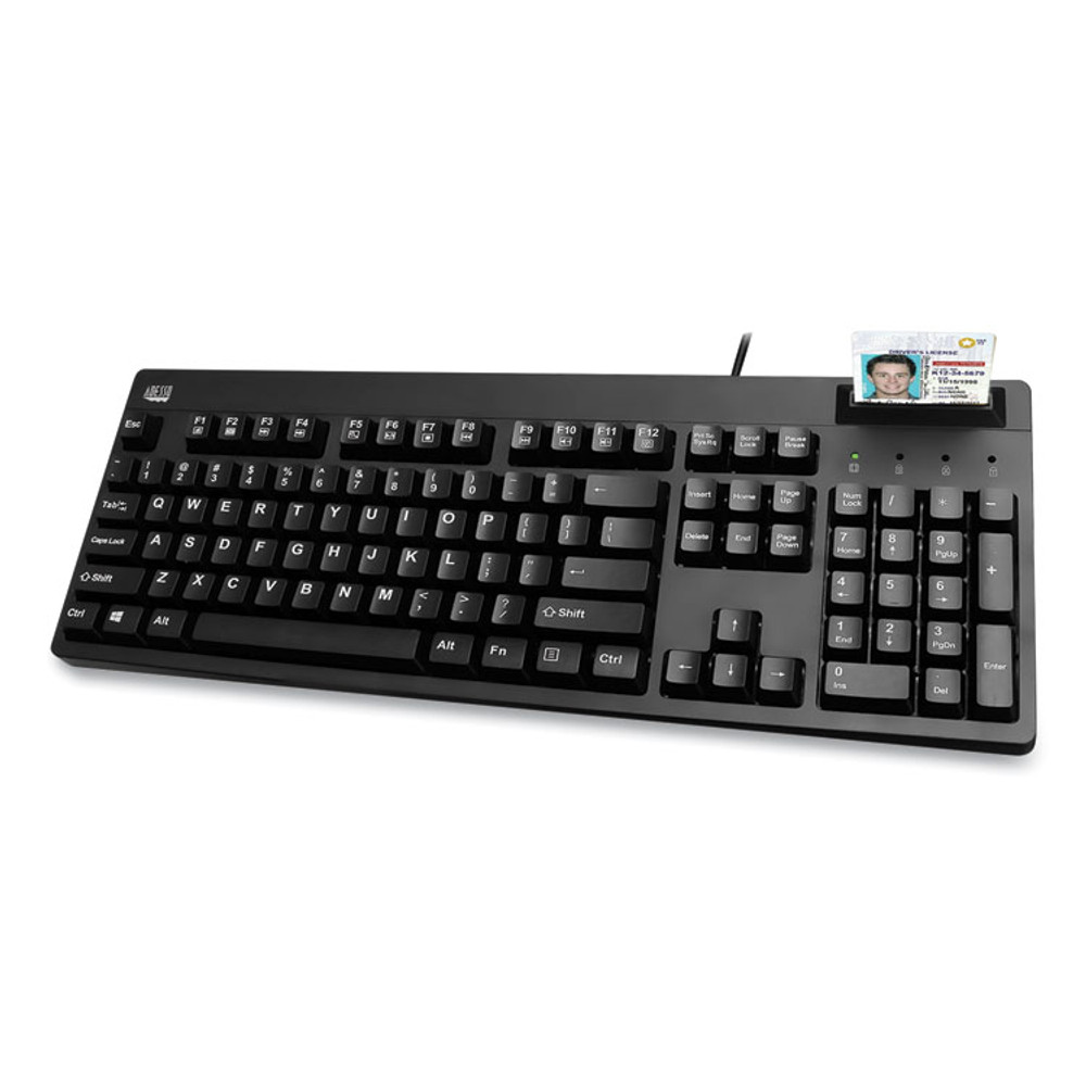 ADESSO INC AKB630SBTAA EasyTouch Smart Card Reader Keyboard AKB-630SB-TAA, 104 Keys, Black
