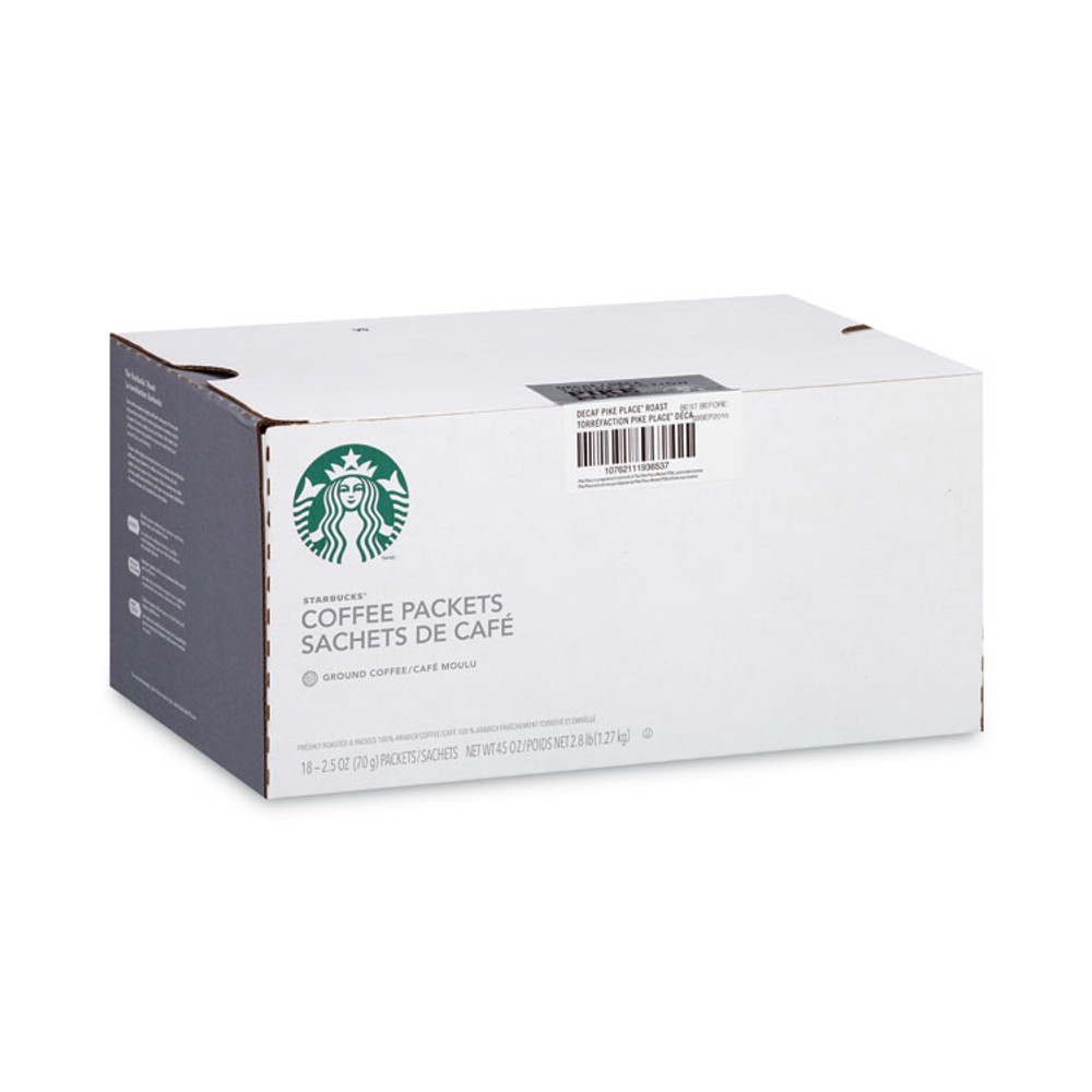 STARBUCKS COFFEE COMPANY 11023061 Coffee, Pike Place Decaf, 2 1/2 oz Packet, 18/Box