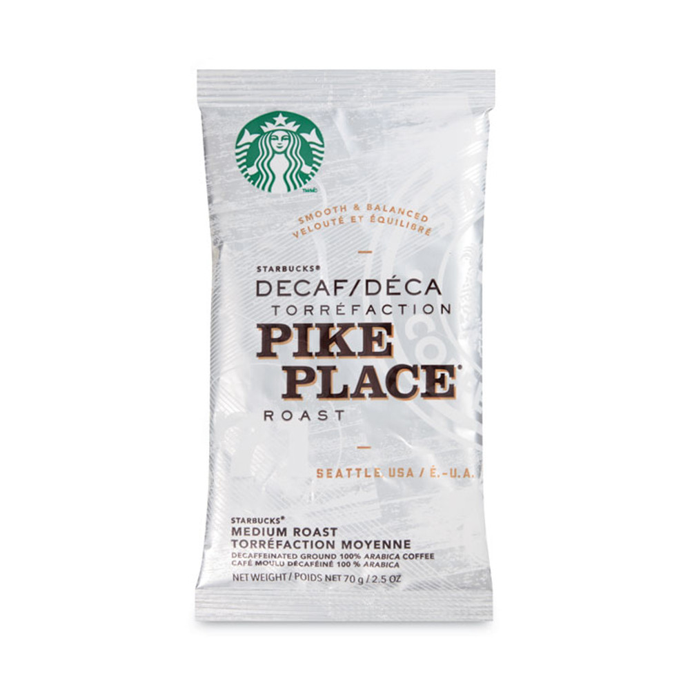 STARBUCKS COFFEE COMPANY 11023061 Coffee, Pike Place Decaf, 2 1/2 oz Packet, 18/Box