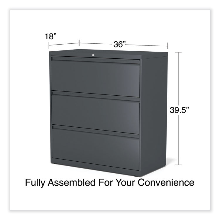 ALERA HLF3641CC Lateral File, 3 Legal/Letter/A4/A5-Size File Drawers, Charcoal, 36" x 18.63" x 40.25"