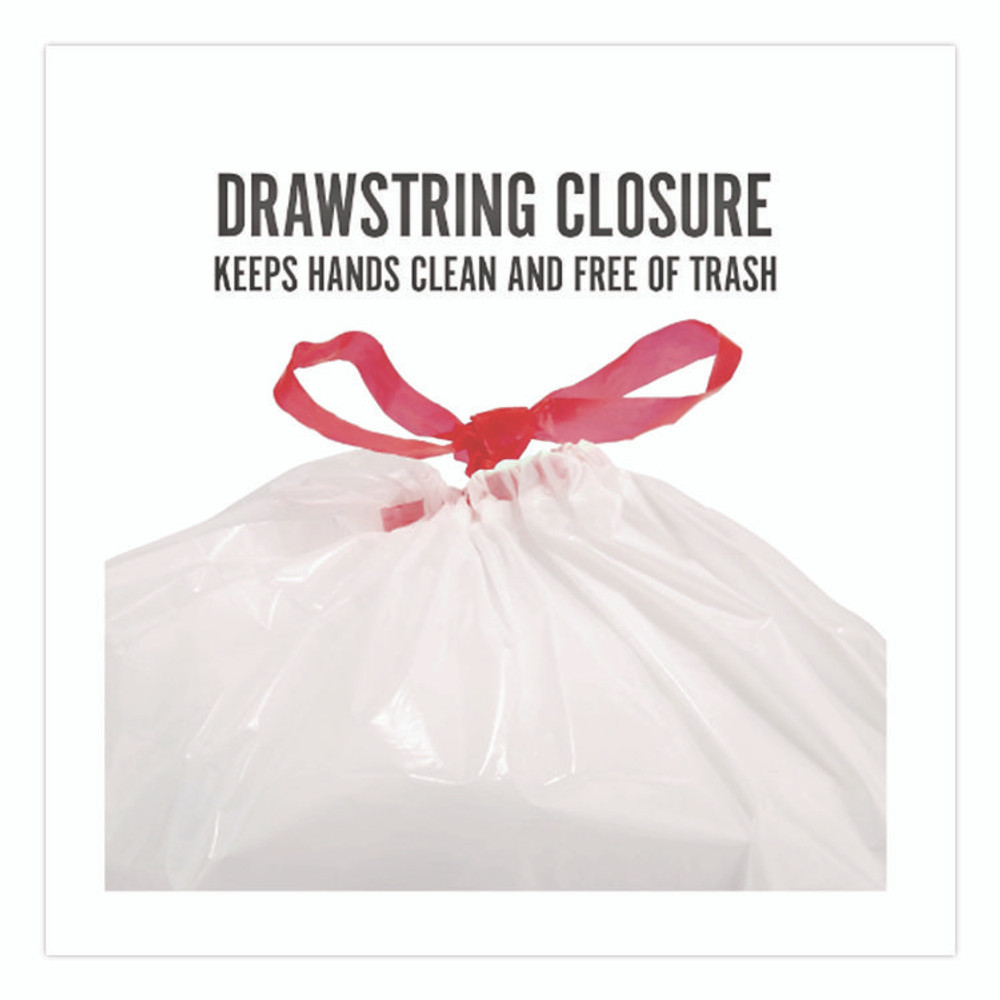 PERK 24377876 Drawstring Tall Kitchen Trash Bags, 13 gal, 28" x 24", White, 120/Box