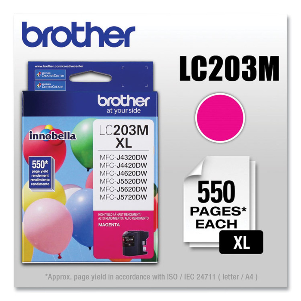 BROTHER INTL. CORP. LC203M LC203M Innobella High-Yield Ink, 550 Page-Yield, Magenta