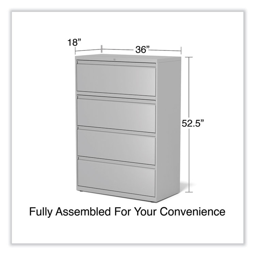 ALERA HLF3654LG Lateral File, 4 Legal/Letter-Size File Drawers, Light Gray, 36" x 18.63" x 52.5"