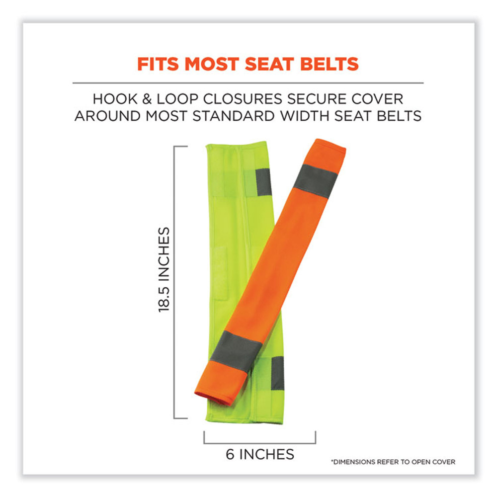 TENACIOUS HOLDINGS, INC. ergodyne® 29041 GloWear 8004 Hi-Vis Seat Belt Cover, 6" x 18.5", Orange