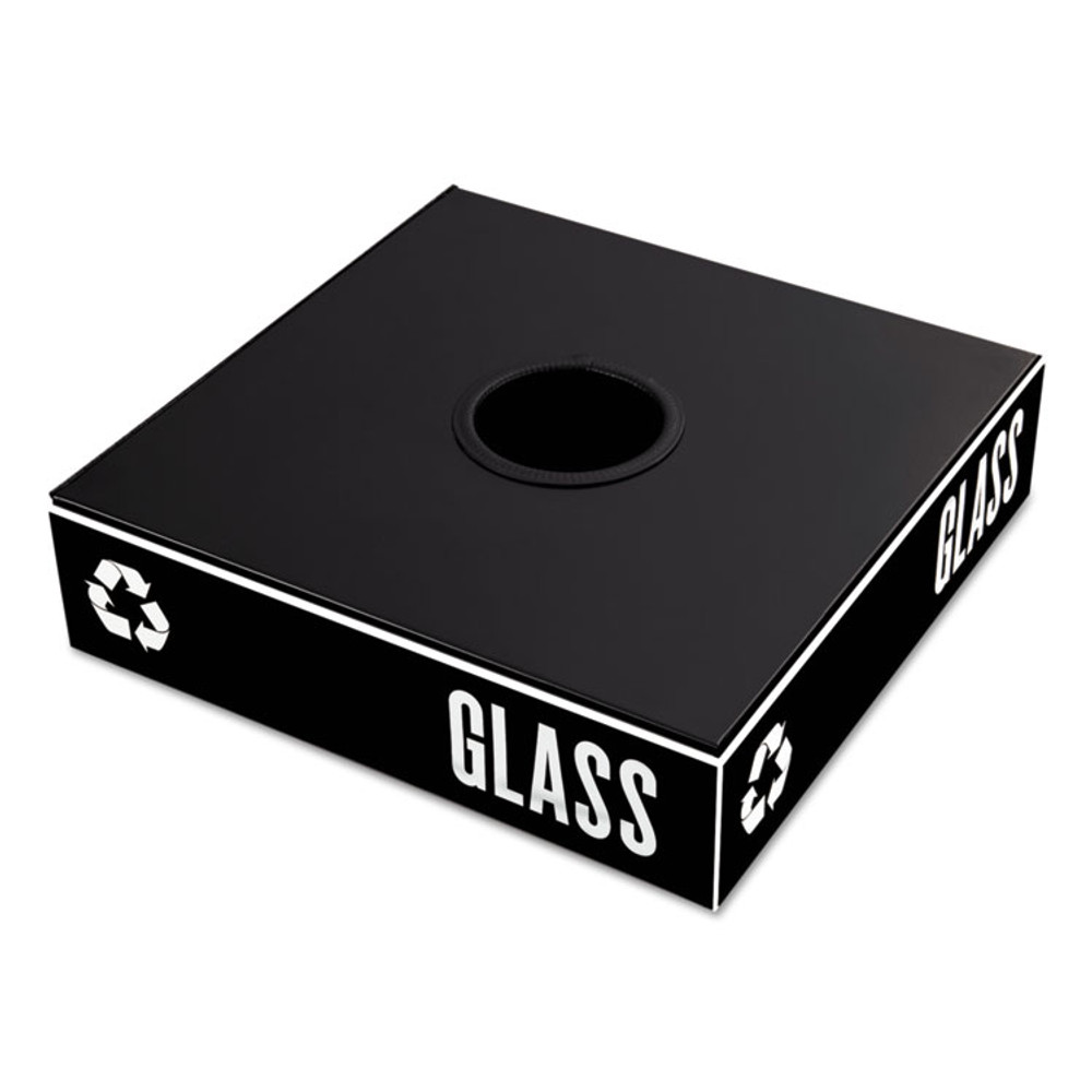 SAFCO PRODUCTS 2988BL Public Square Recycling Container Lid, Circular Opening, 15.25w x 15.25d x 2h, Black