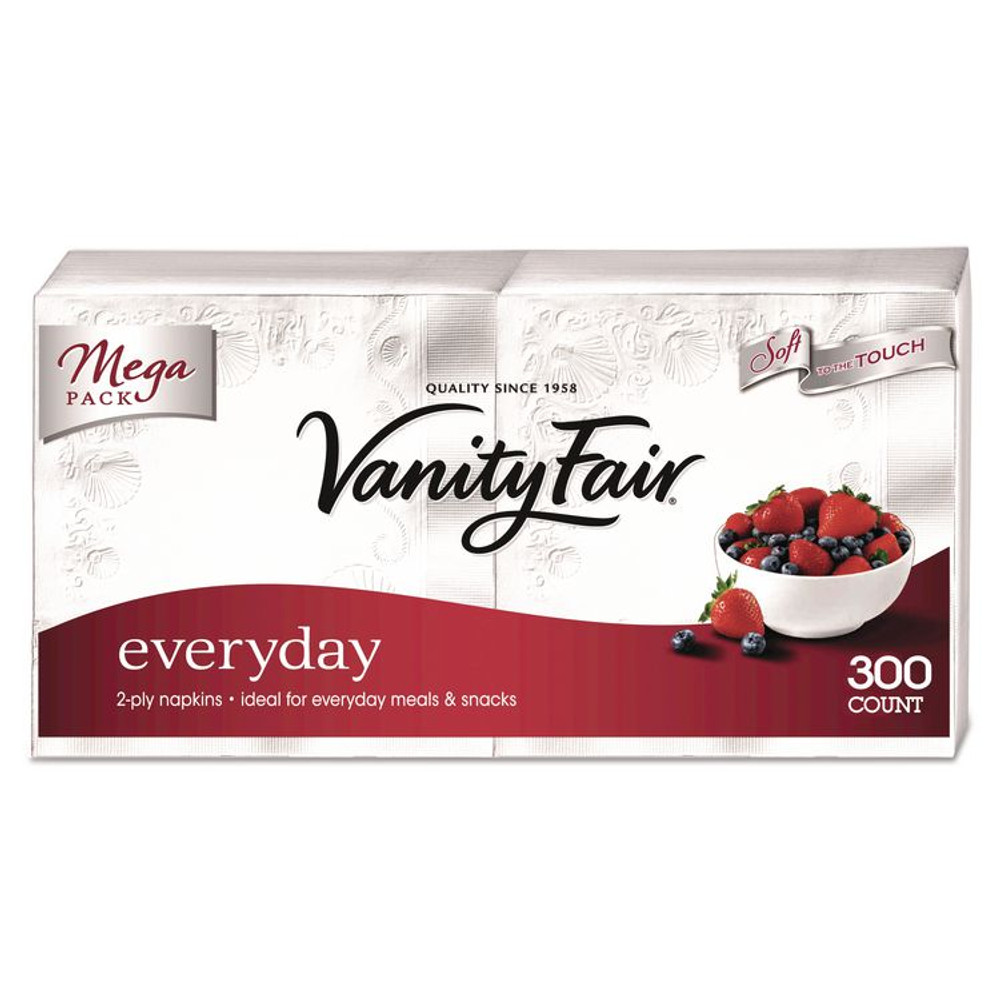 GEORGIA PACIFIC Vanity Fair® 3550314 Everyday Dinner Napkins, 2-Ply,12.75 x 13, White, 300/Pack