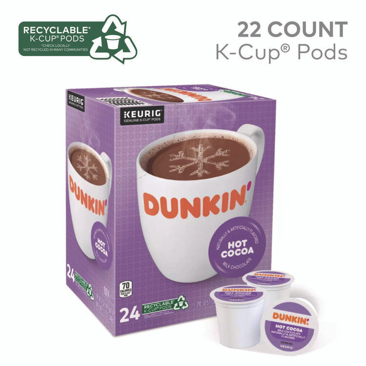 KEURIG DR PEPPER Dunkin'® 1261 Milk Chocolate Hot Cocoa K-Cup Pods, 22/Box