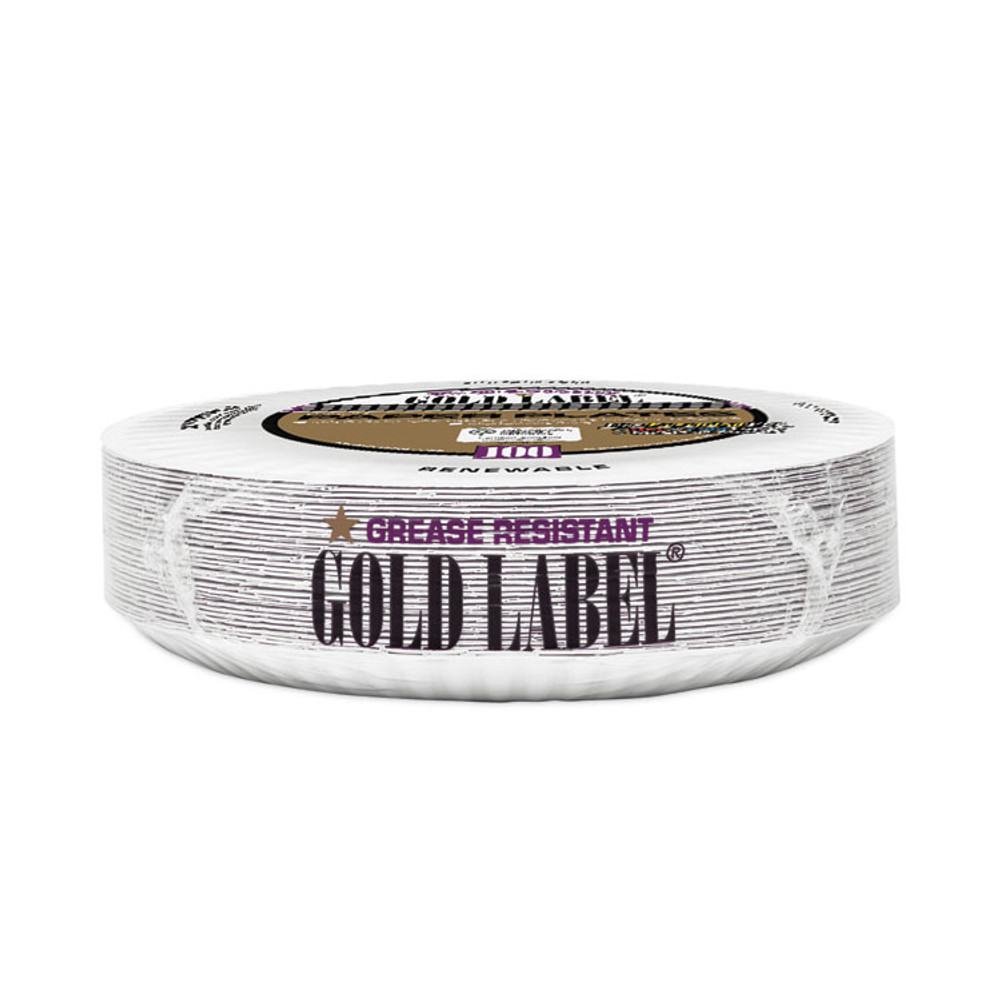 AJM PACKAGING CORP. Corporation CP9GOAWH Coated Paper Plates, 9" dia, White, 100/Pack, 12 Packs/Carton
