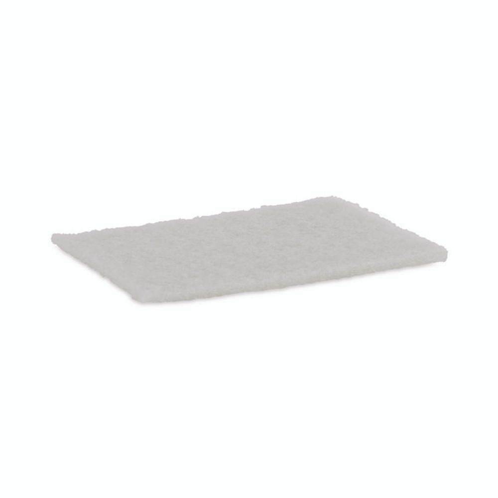 BOARDWALK 198 Light Duty Scour Pad, White, 6 x 9, White, 20/Carton