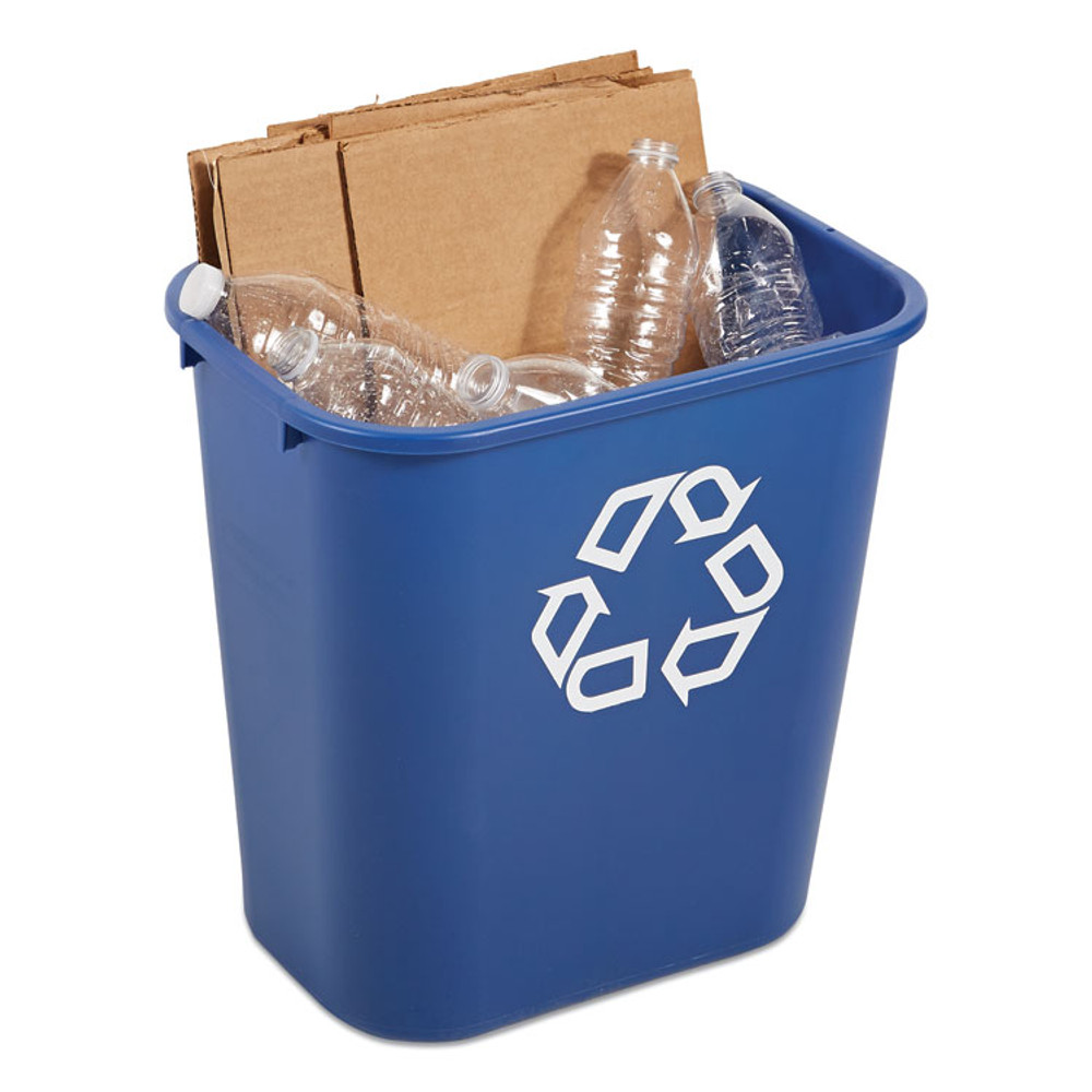 RUBBERMAID COMMERCIAL PROD. 295673BE Deskside Recycling Container, Medium, 28.13 qt, Plastic, Blue