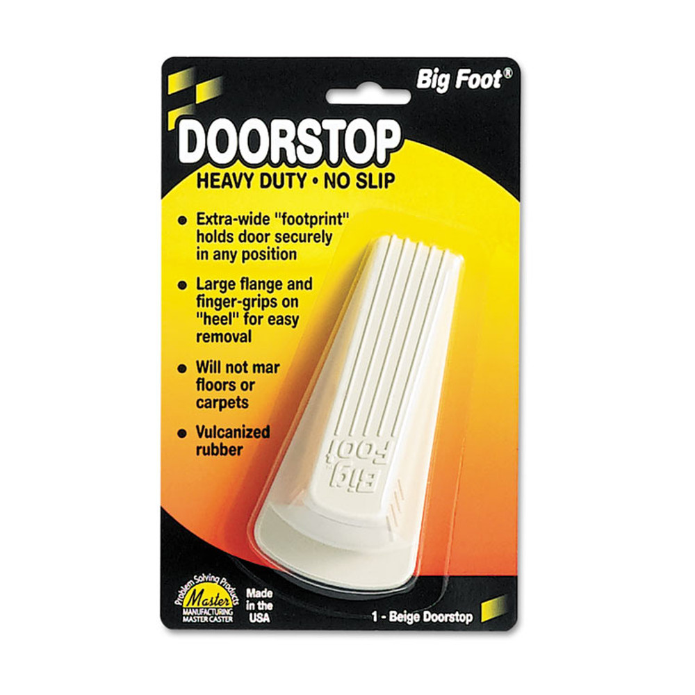 MASTER CASTER COMPANY 00900 Big Foot Doorstop, No Slip Rubber Wedge, 2.25w x 4.75d x 1.25h, Beige