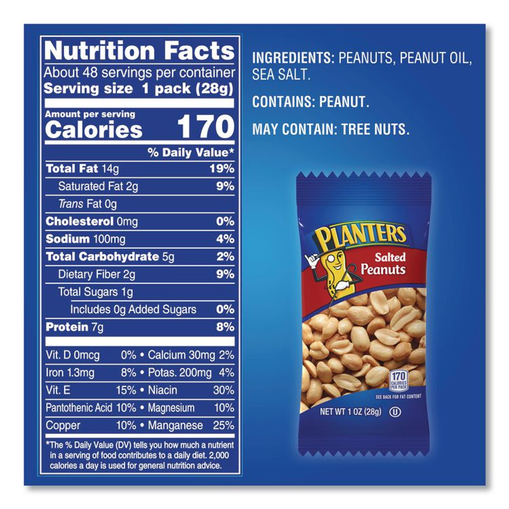 KRAFT FOODS, INC Planters® 22000760 Salted Peanuts, 1 oz Pack, 48/Box